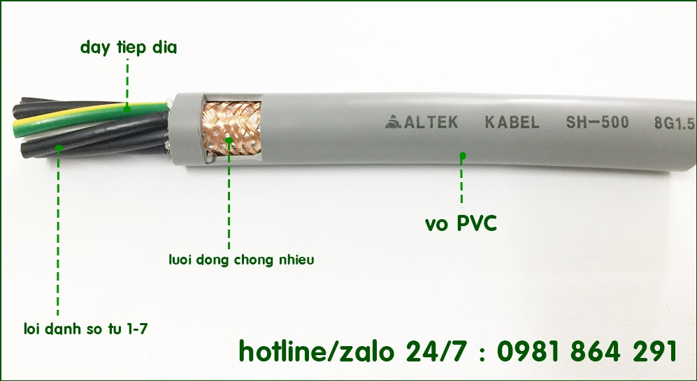 Chuyên cung cấp cáp điện 8x0.5,8x0.75,8x1.0,8x1.5mm2 Altek kabel 